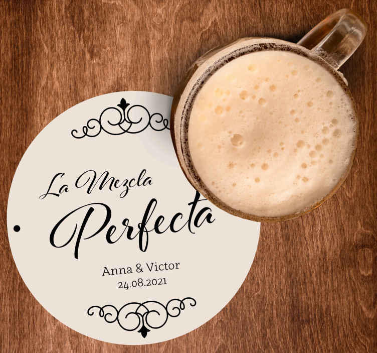 Posavasos boda La mezcla perfecta - TenVinilo