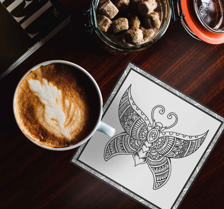 Vintage onderzetters met ingewikkeld vlinderpatroon - TenStickers