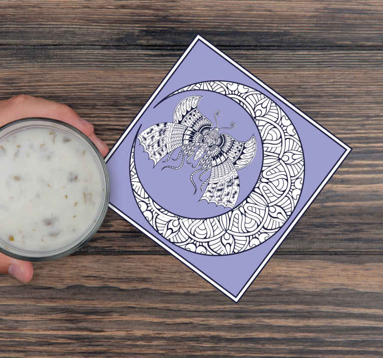 Sous verre bière emblème de papillon complexe - TenStickers