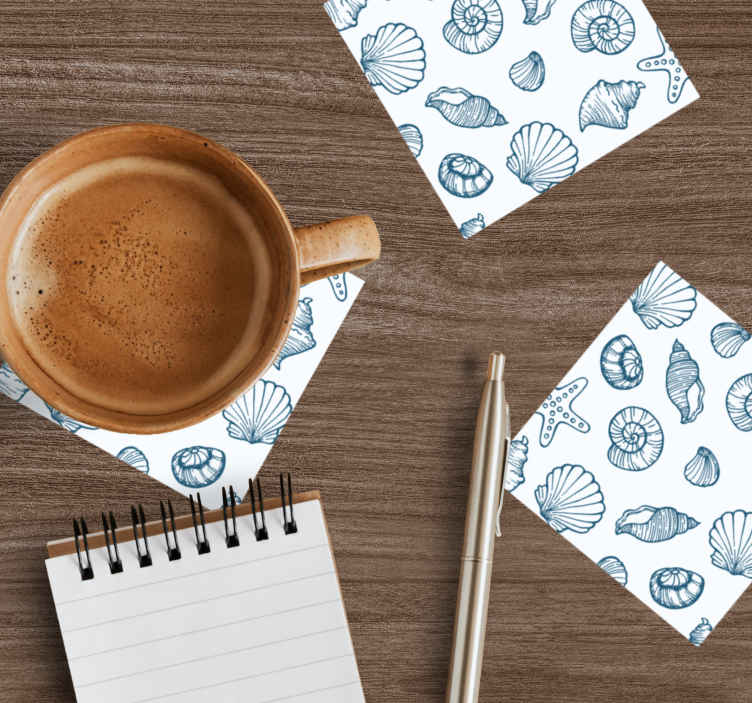 Sottobicchiere moderno Motivo conchiglie blu