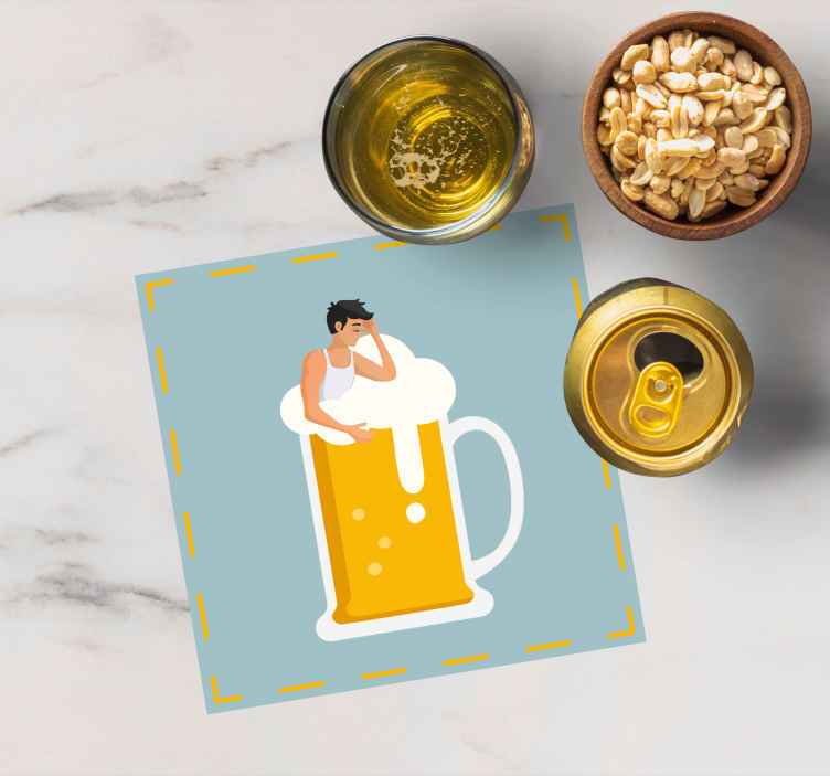 Sous verre bière illustration de mug relaxant - TenStickers