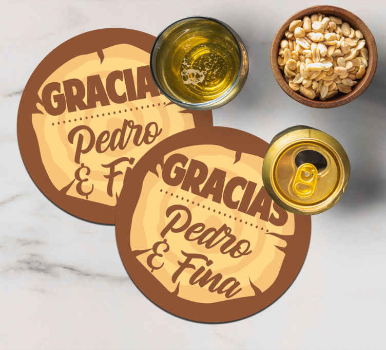 Posavasos textura Gracias texto nombre personalizado - TenVinilo