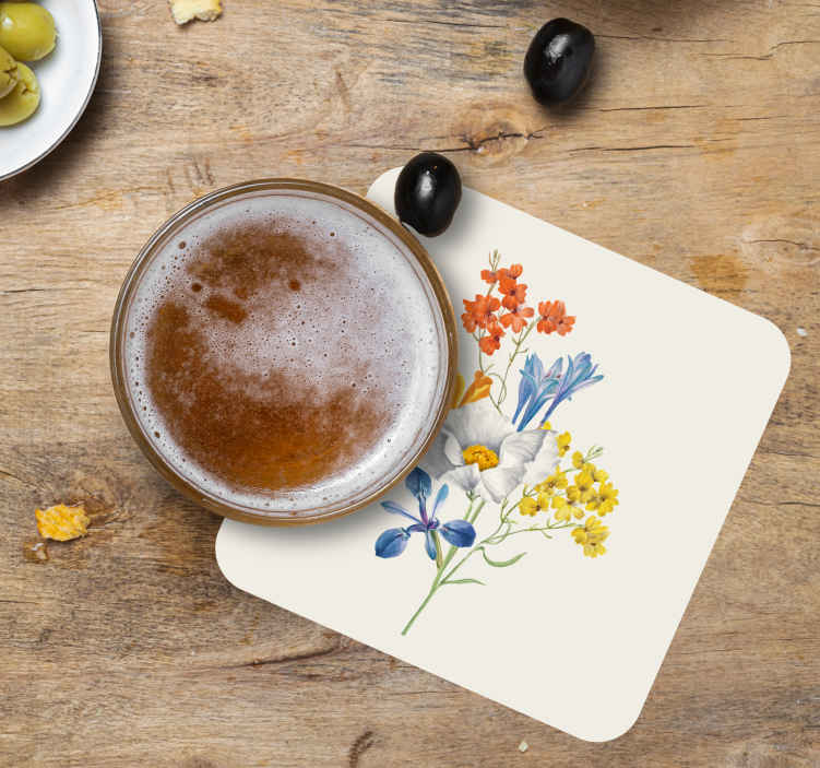 Kleurrijk bloemstuk vintage onderzetters - TenStickers