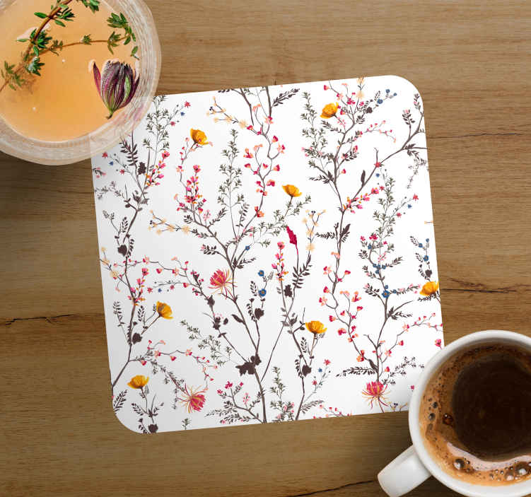 Portavasos diseño de ramas florales - TenVinilo