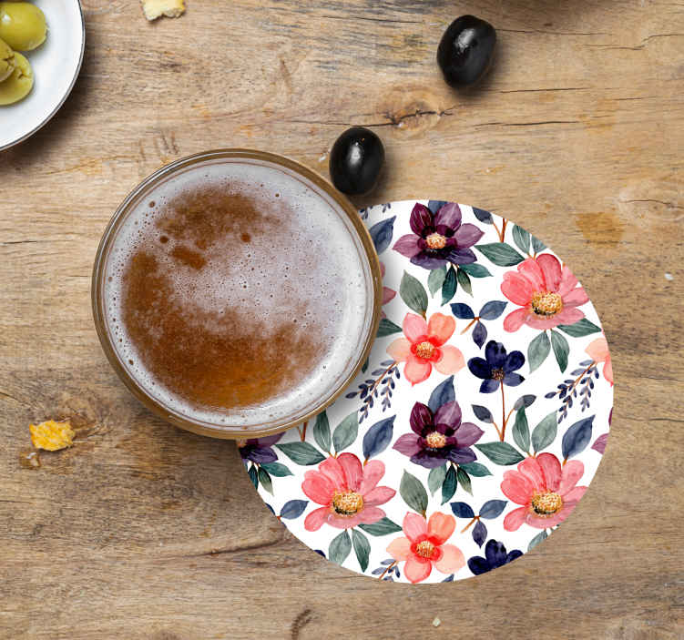 Happy flower design floral coaster TenStickers