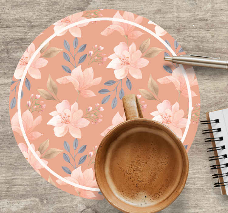 Portavasos moderno patrón floral con hojas - TenVinilo