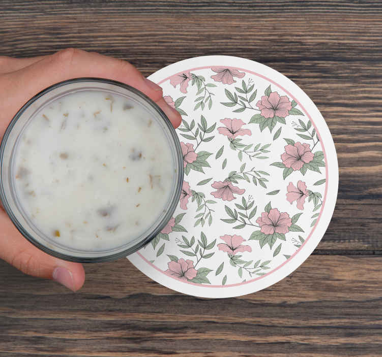 Bases para copos de padrão floral redondo - TenStickers