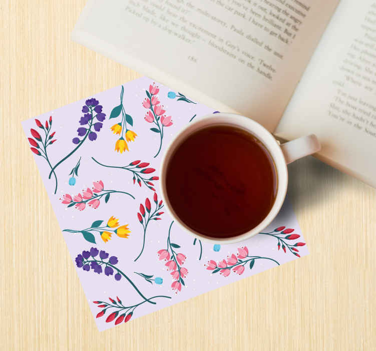 Posavasos moderno Jardín minimalista flores botánicas - TenVinilo