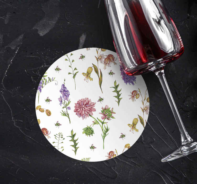 Bases para copos de acentos com padrão floral - TenStickers