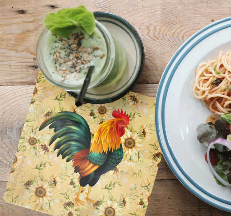 Colorful rooster illustration podstavek za kozarce - TenStickers