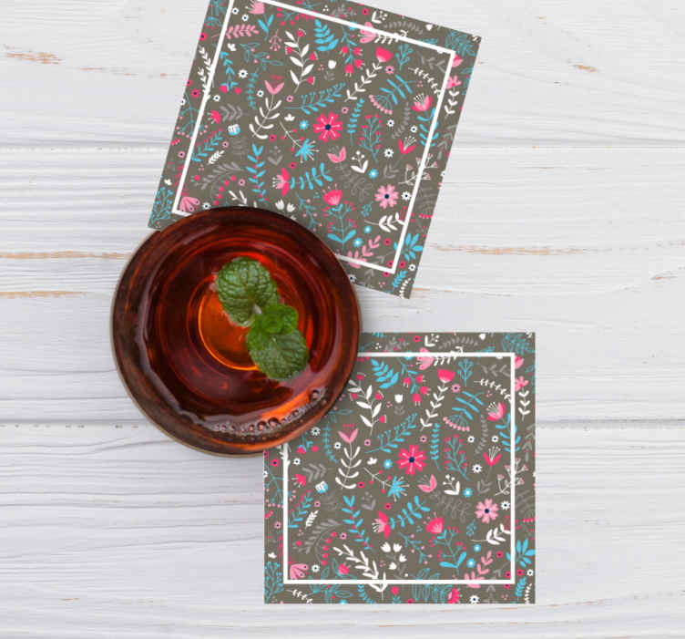 Sottobicchiere moderno Stampa floreale colorata ditsy