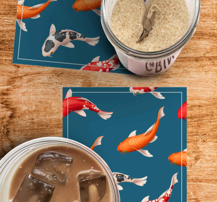 Sous verre moderne motif de poissons koi colorés - TenStickers