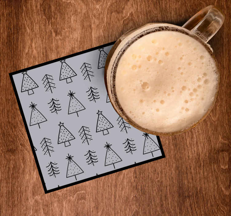 Sottobicchieri natalizi con motivi ad alberi stilizzati - TenStickers