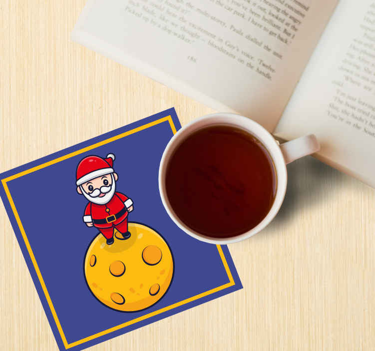 Untersetzer weihnachten santa auf käse kugel - TenStickers