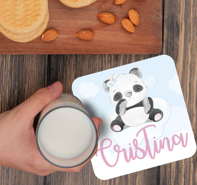 Personlig coaster med fantasifuld panda karakter - TenStickers