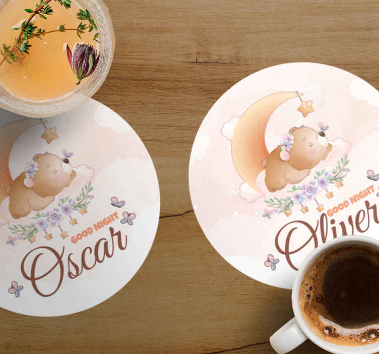 Posavasos personalizable tema de osito para dormir - TenVinilo
