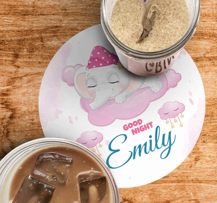 Posavasos personalizable diseño de elefante dormilón - TenVinilo
