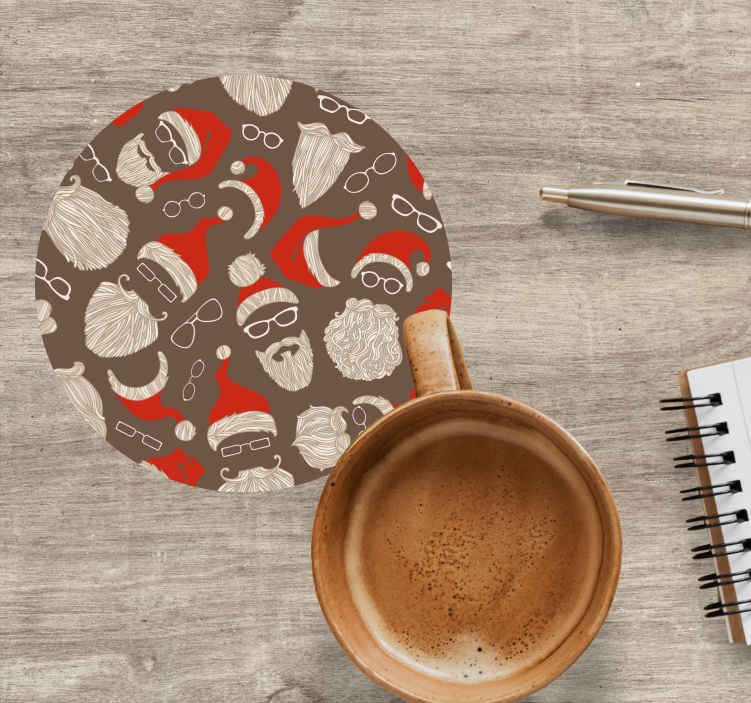 Posavasos navidad Patrón de cara de santa claus vintage