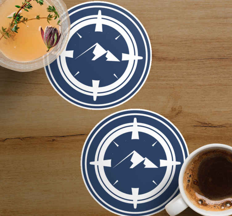 Sous verre moderne motif boussole et montagne - TenStickers