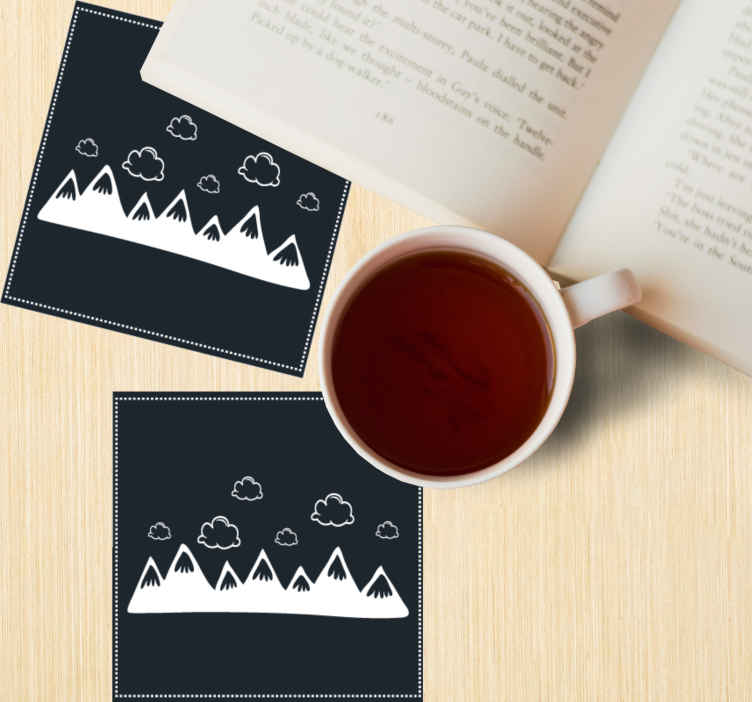 Coasters mountain silhouette with clouds - TenStickers