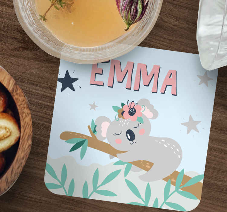 Posavasos personalizable ilustración de koala linda - TenVinilo