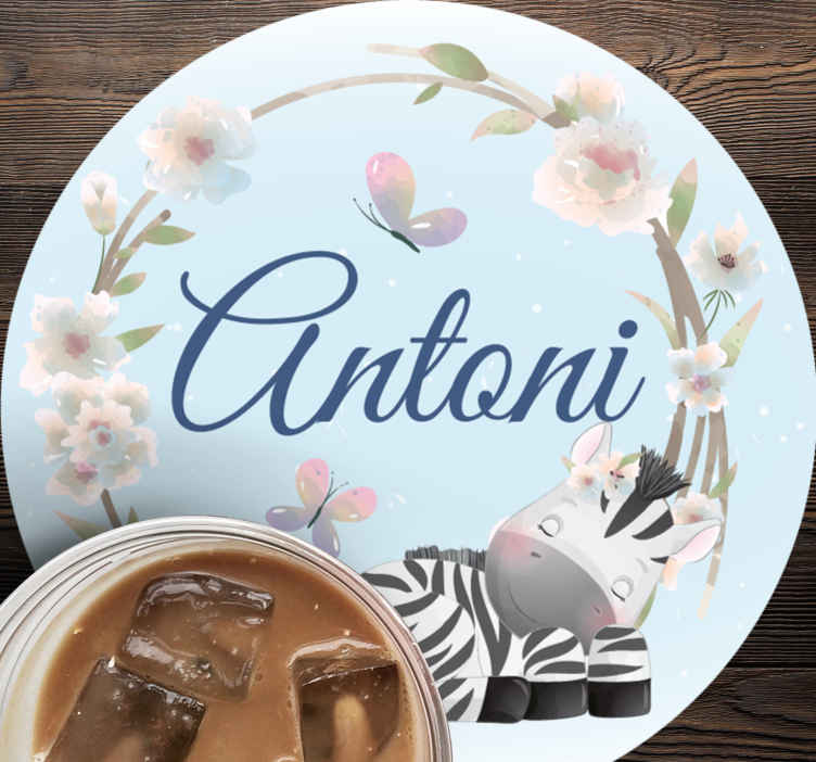 Posavasos personalizable ilustración de cebra personalizada - TenVinilo
