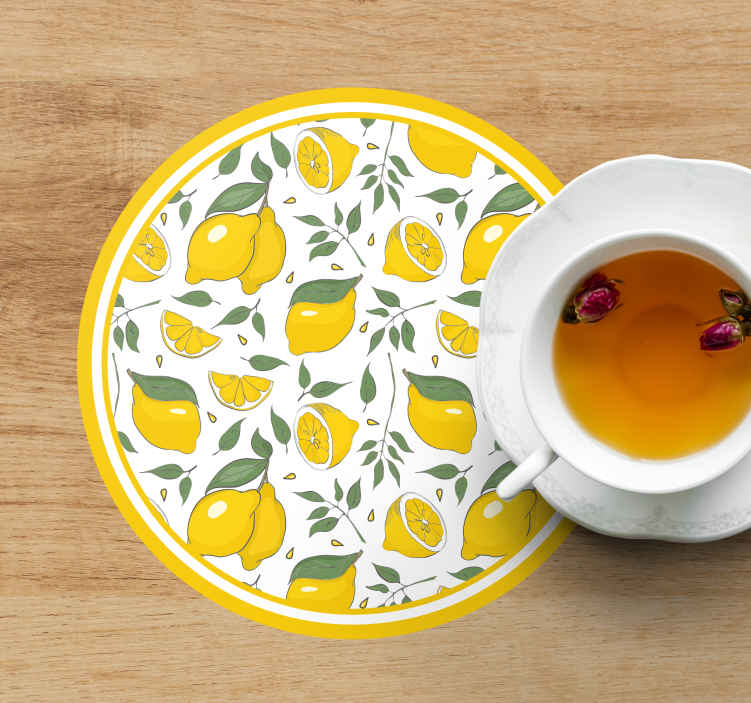 Bases para copos de elementos de padrão limão - TenStickers