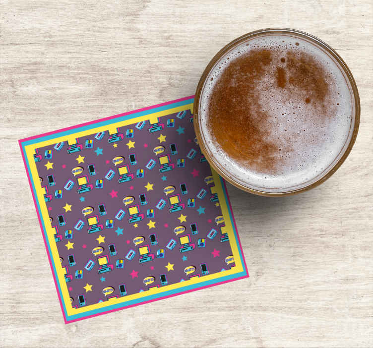 Sous verre bière motif rétro technologique - TenStickers