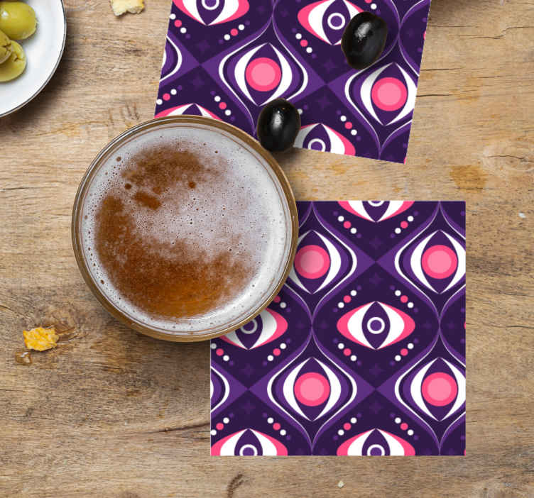 Bases para copos vintage Olheiras retro e ondas - TenStickers