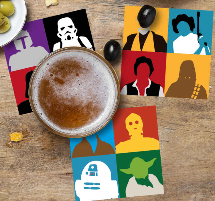 Untersetzer geek mit silhouetten ikonischer figuren - TenStickers