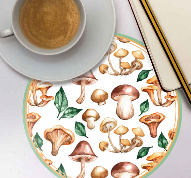 Mushroom pattern elements podstavek za kozarce - TenStickers