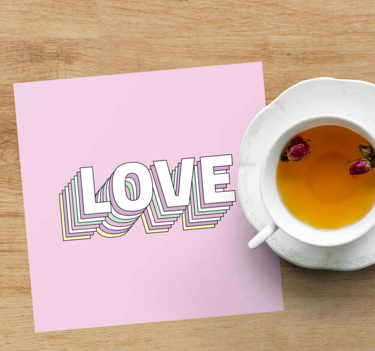 Roze en witte liefdestypografie tekst onderzetters - TenStickers