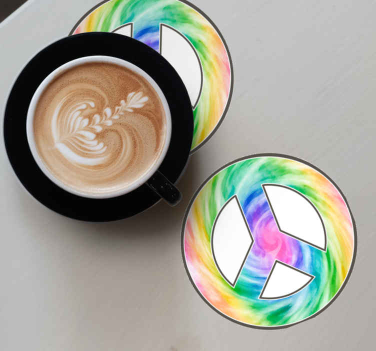 Sous verre bière symbole de paix coloré - TenStickers