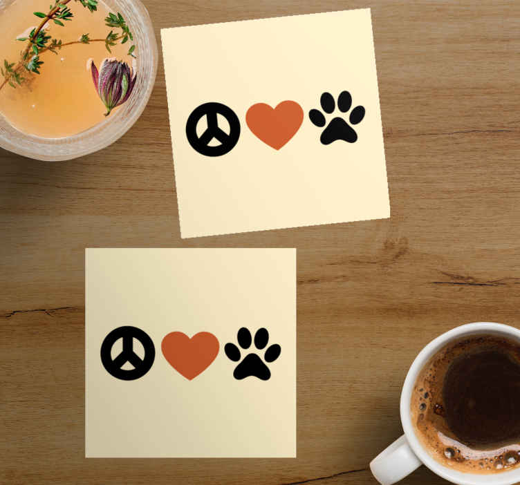 Sous verre citation paix amour animaux - TenStickers