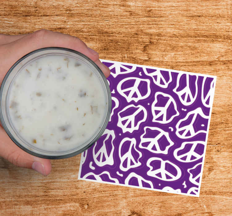 Posavasos retro Símbolo de paz de estilo de fusión púrpura
