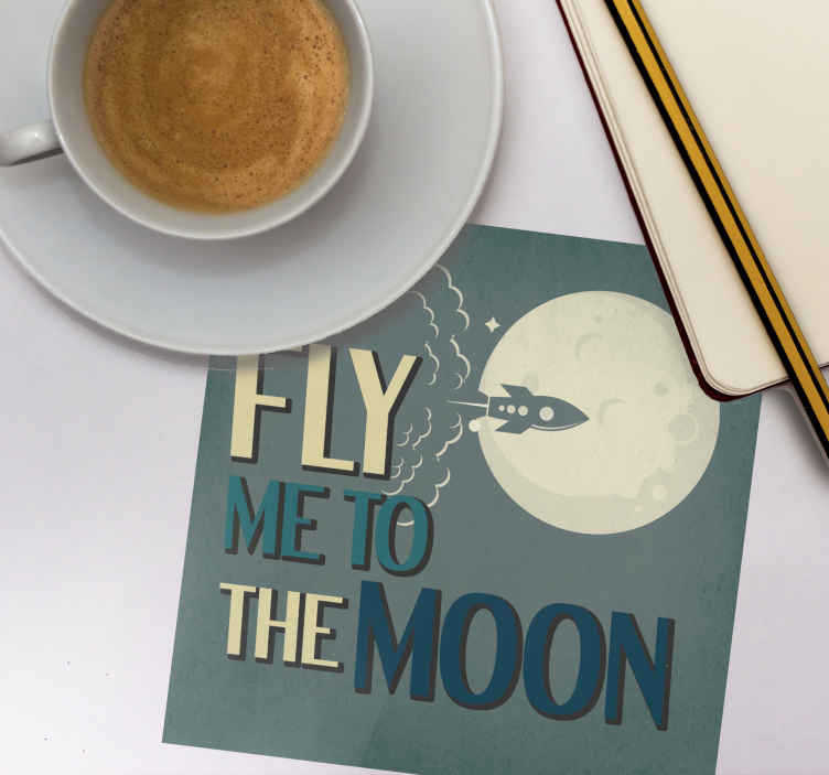 Posavasos con frases cohete lanzándose hacia la luna - TenVinilo