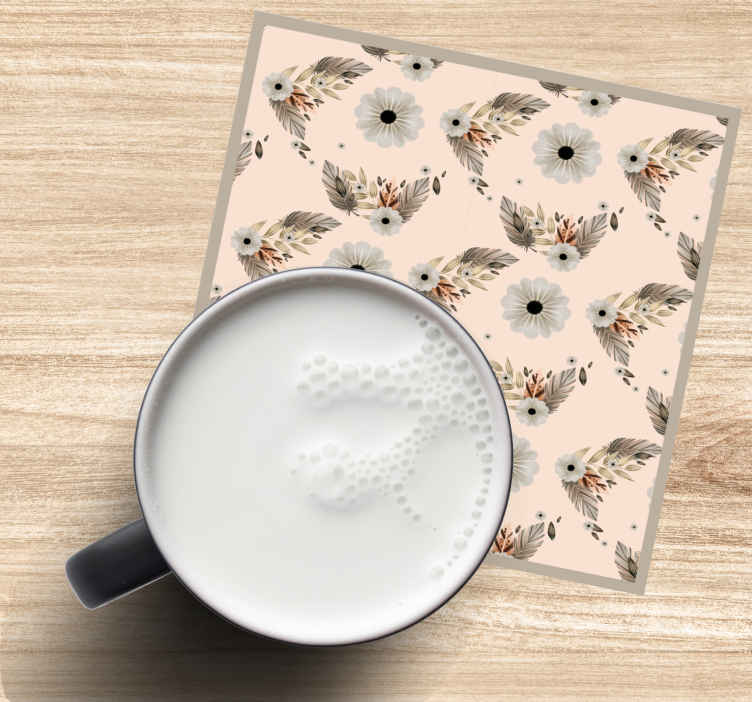 Fiori e foglie ornamentali più sottobicchieri