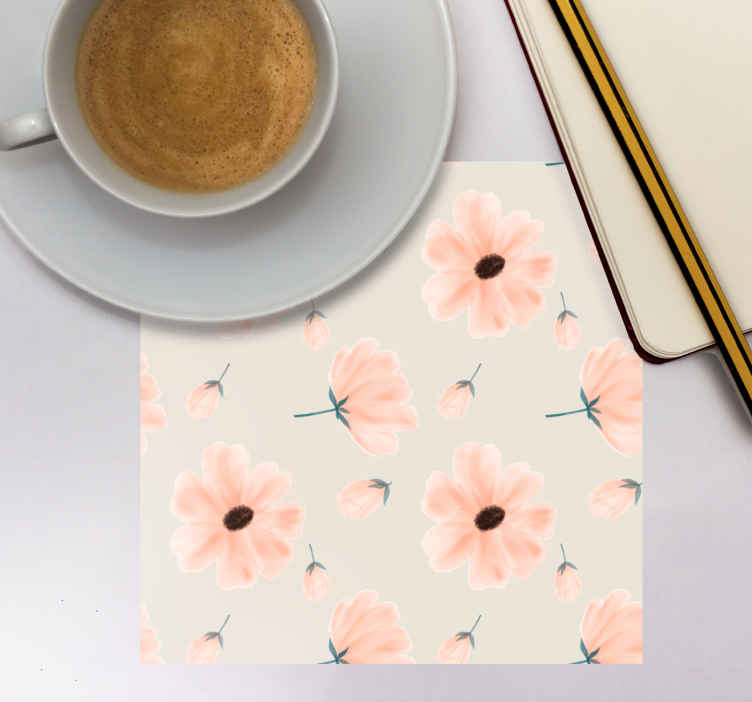 Coasters with floral pattern and soft petals - TenStickers