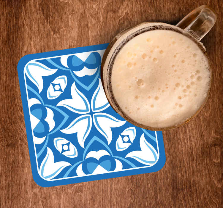 Onderzetters bloemenpatroon blauw - TenStickers