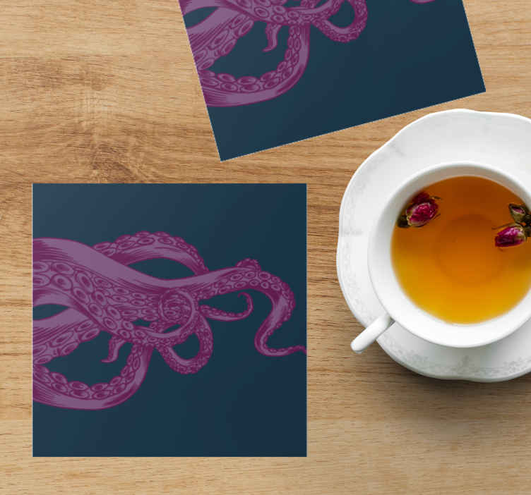 Sous verre bière illustration d'un poulpe complexe - TenStickers