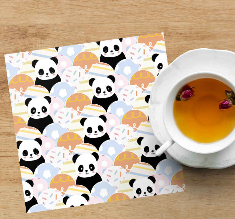 Untersetzer Vintage Patchwork Tier panda Design TenStickers