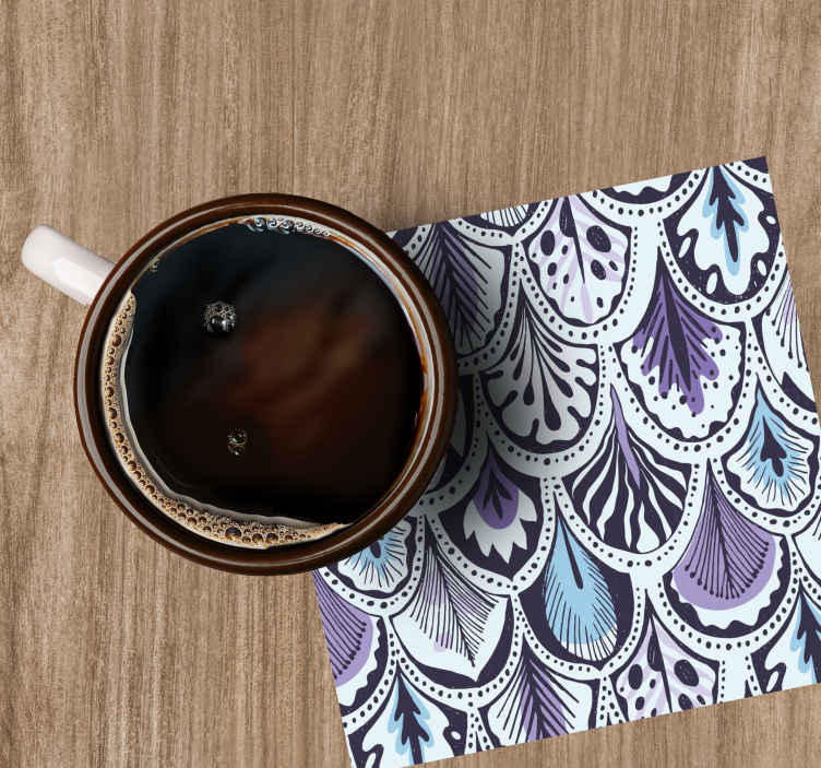 Posavasos patrón de motivo de hojas elegantes - TenVinilo