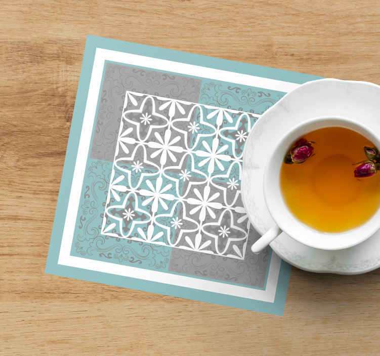 Posavasos azulejo emblema botánico detallado - TenVinilo