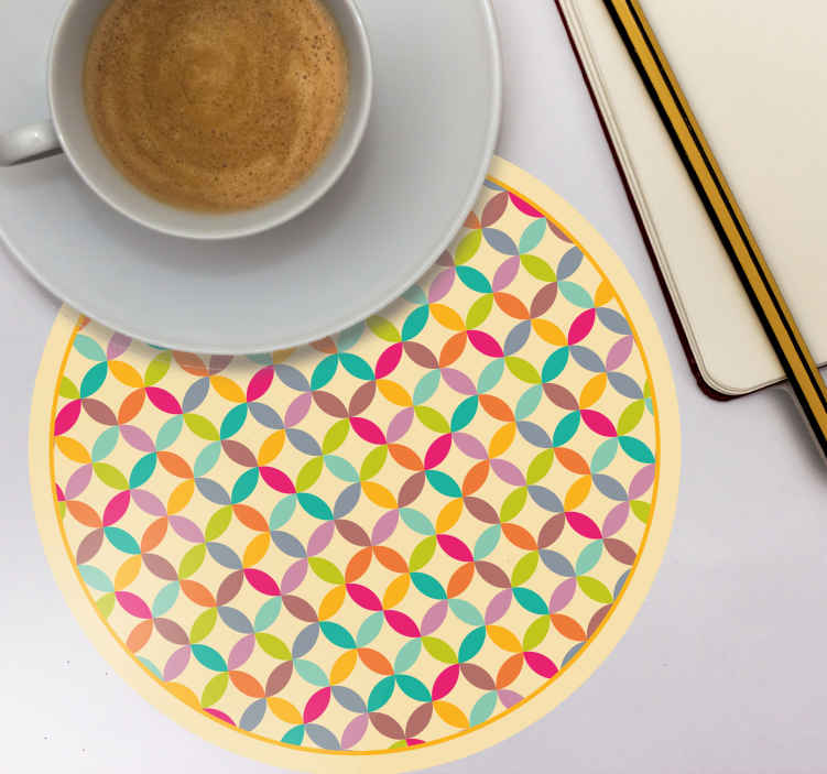 Sottobicchiere tema piastrelle Cerchi beige retrò