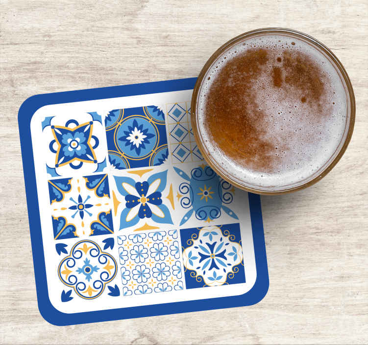 Blue Moroccan style tile coaster - TenStickers