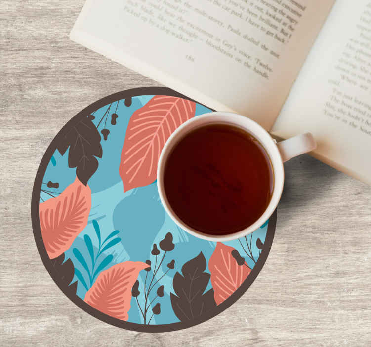 Foglie tropicali pastello sticker più sottobicchieri