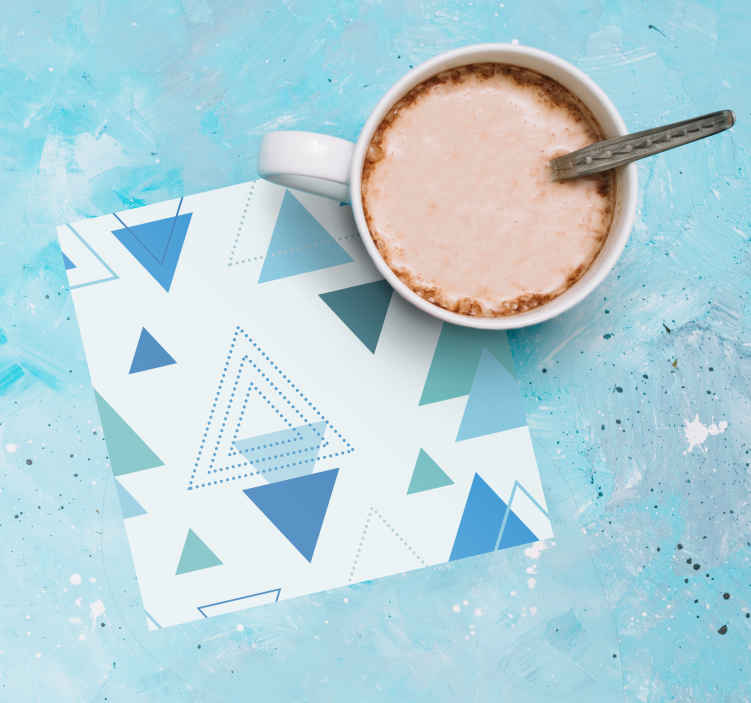 Motivo artistico da parete triangolo blu più sottobicchieri