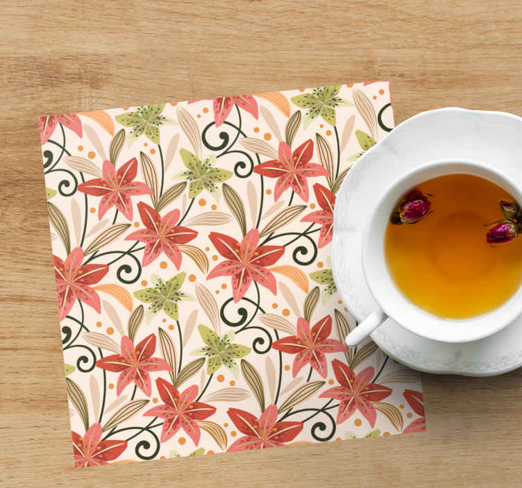 Onderzetters met bloemmotief accenten - TenStickers