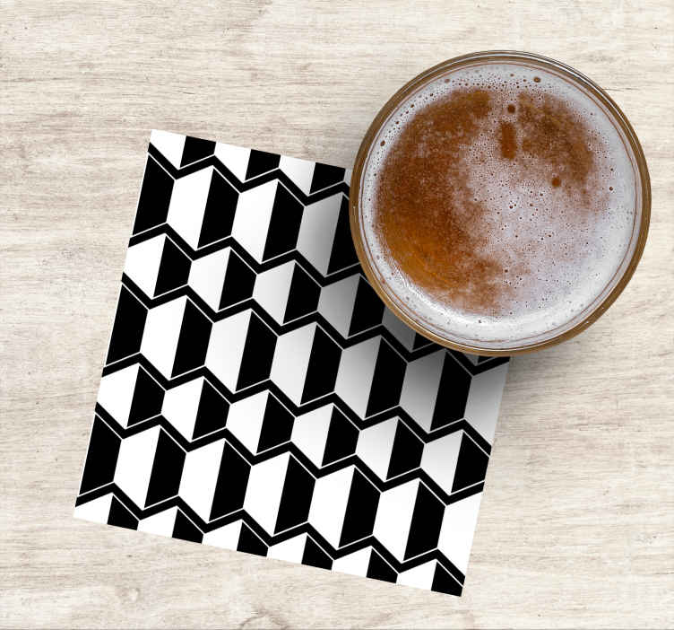 Coaster med geometrisk sort og hvidt mønster - TenStickers