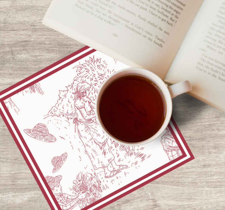 Sottobicchiere vintage Motivo vintage francese in rosso